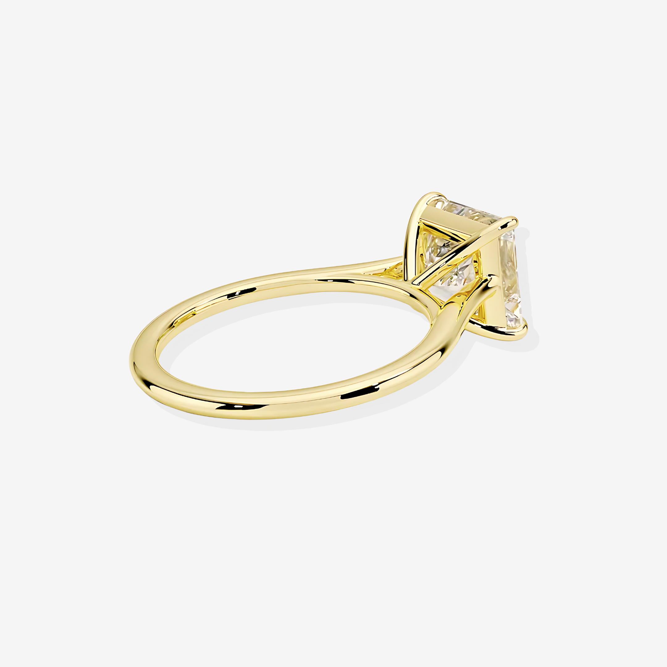 Caratbazaar Emerald Cut Lab Grown Diamond Provence Solitaire Engagement 14k Gold Ring