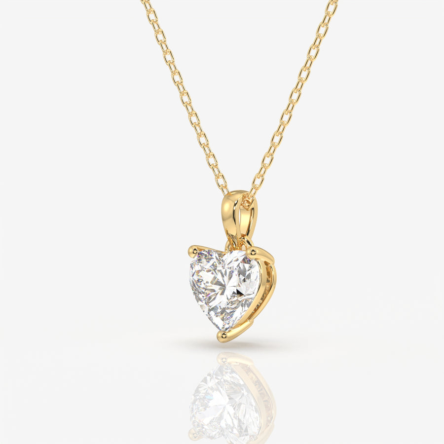 Caratbazaar Heart Cut Lab Grown Diamond Solitaire 14k Gold Pendant