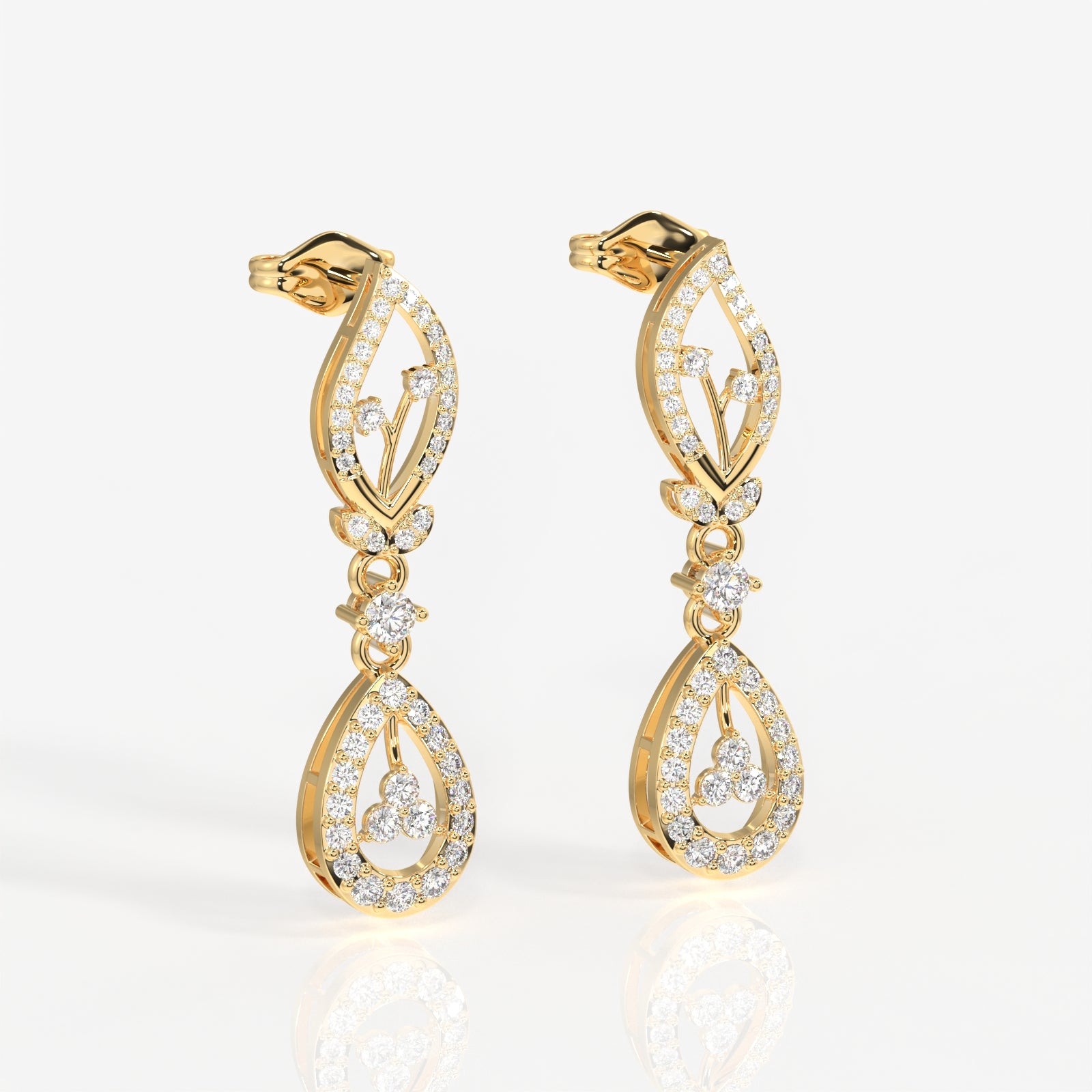 Caratbazaar Lumia Lab Grown Diamond Wedding 18K Gold Earrings