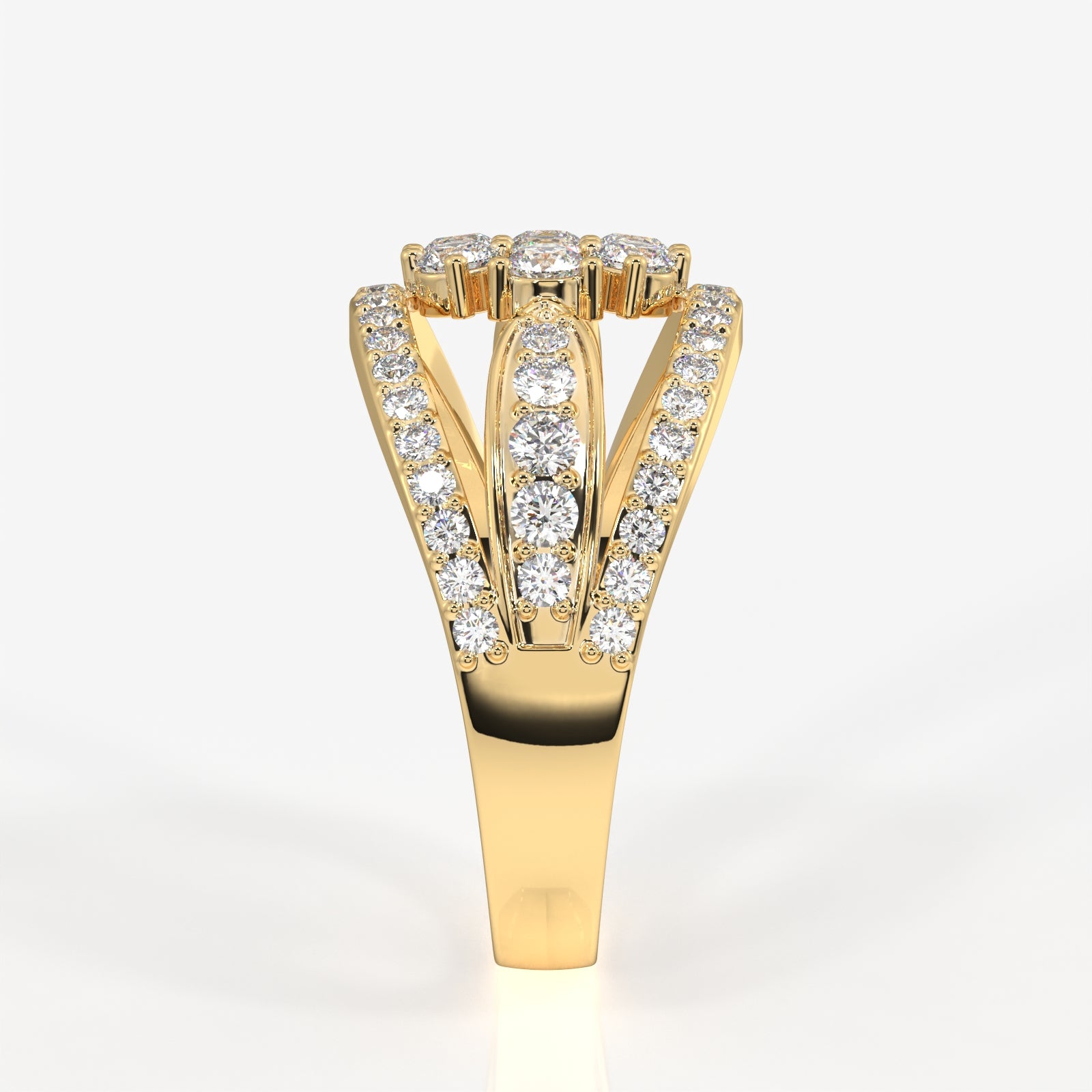 Caratbazaar Majestic Bloom Lab Grown Diamond 18k Gold Ring