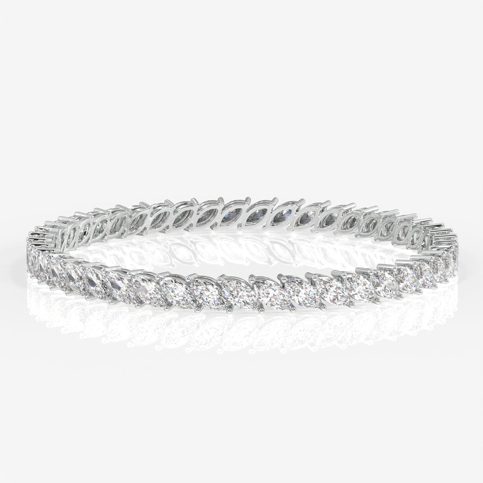 Caratbazaar Marquise Cut Lab Grown Diamond 14K Gold Bangle