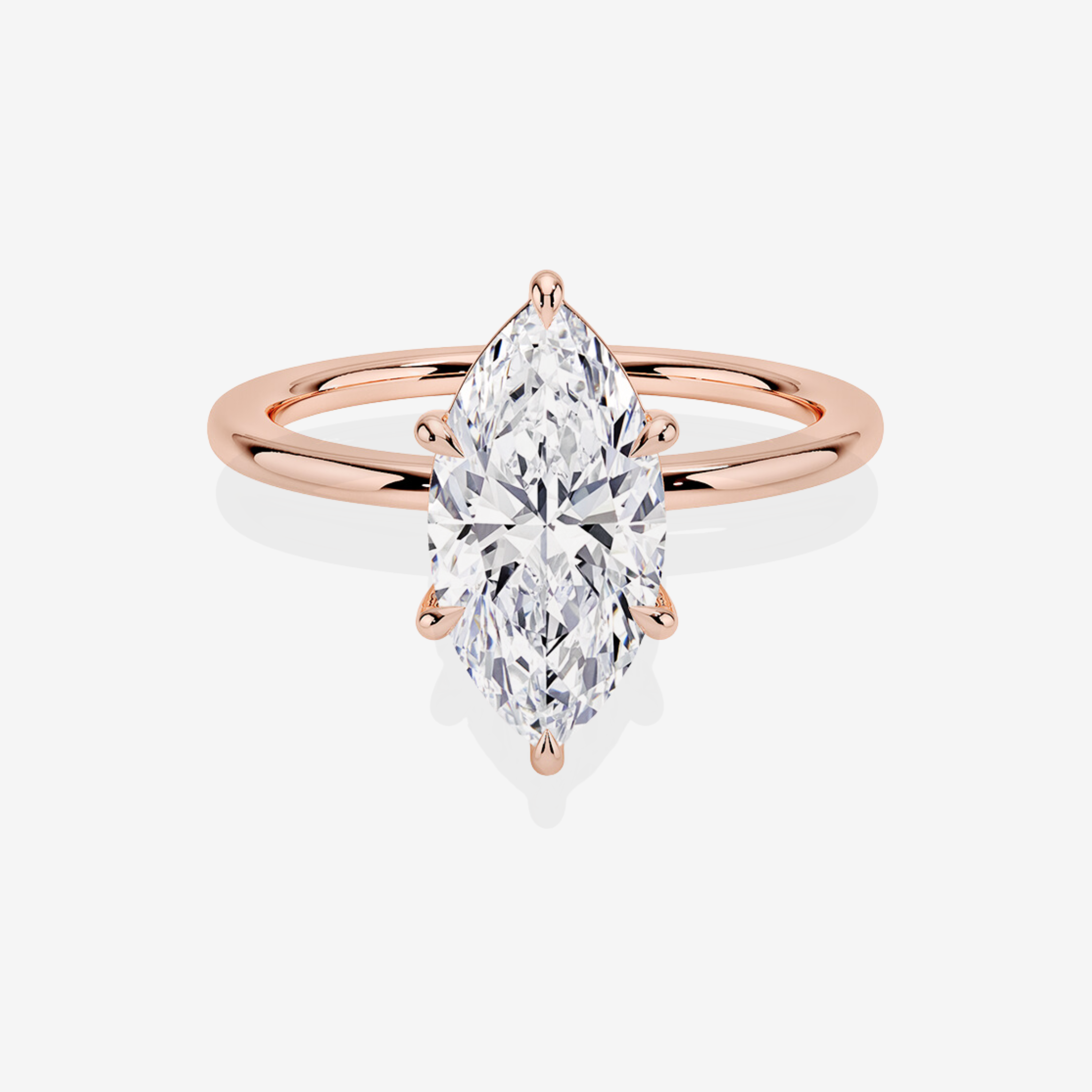 Caratbazaar Marquise Cut Moissanite Diamond Petite Solitaire Engagement Sterling Silver Ring