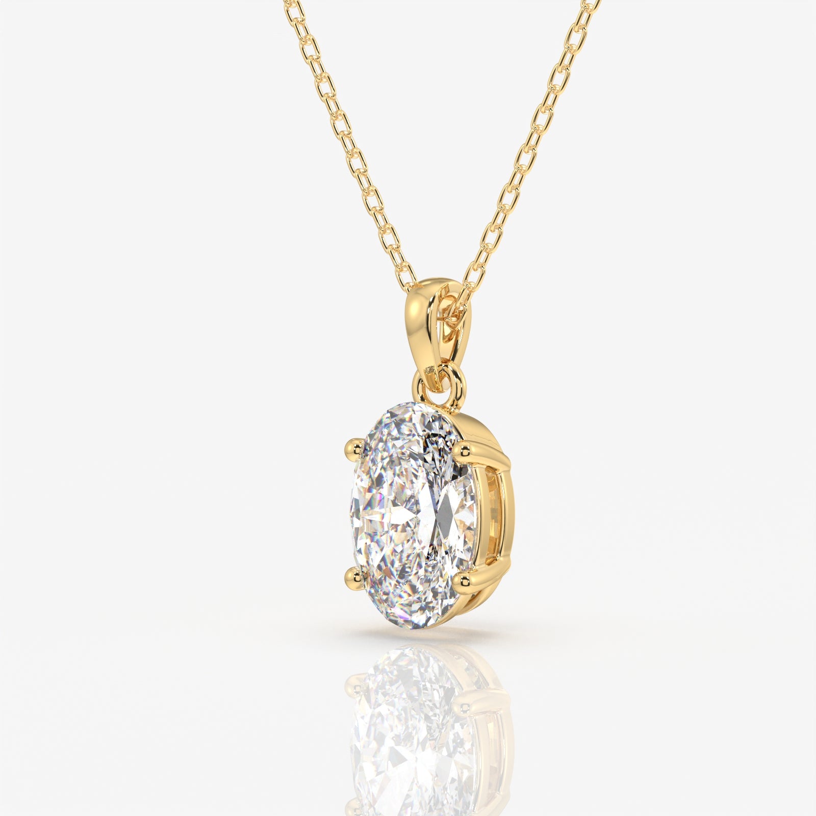 Caratbazaar Oval Cut Lab Grown Diamond Solitaire 14k Gold Pendant