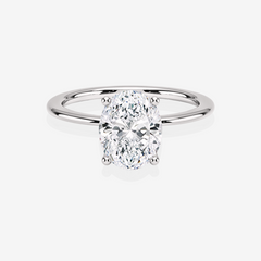 Caratbazaar Oval Cut Moissanite Diamond Provence Solitaire Engagement Sterling Silver Ring