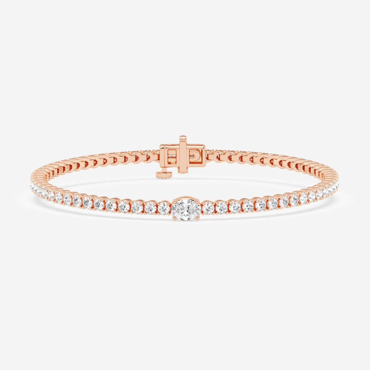 Caratbazaar Oval Cut Moissanite Diamond Tennis Sterling Silver Bracelet