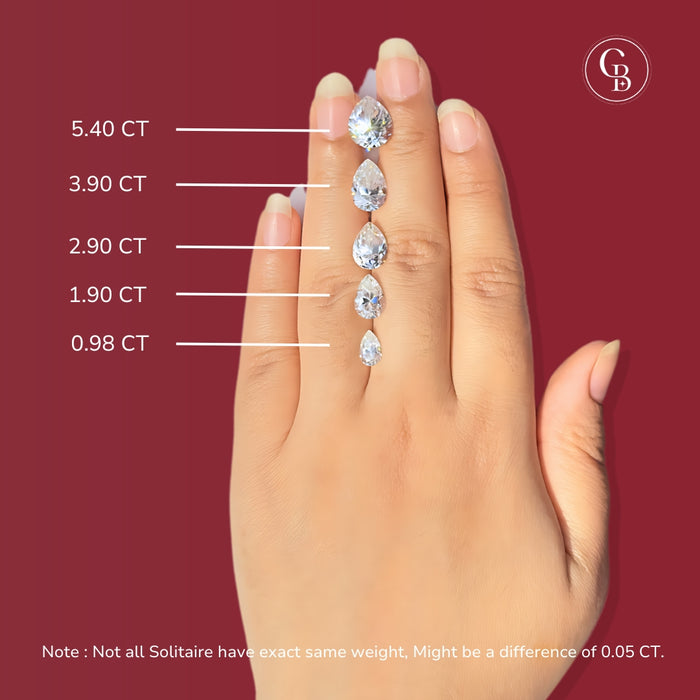 Caratbazaar Pear Cut Moissanite Diamond Pave Sterling Silver Ring