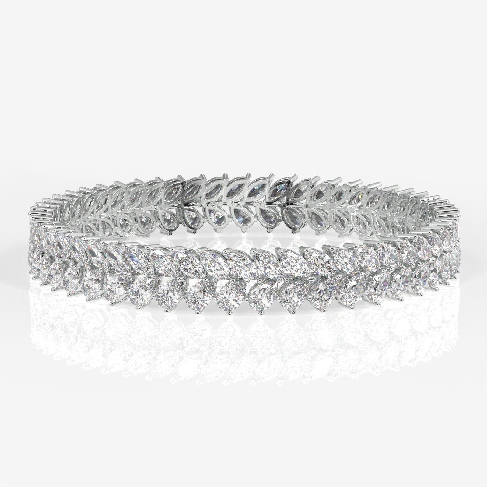 Caratbazaar Pear and Marquise Cut Moissanite Diamond 18K Gold Bangle