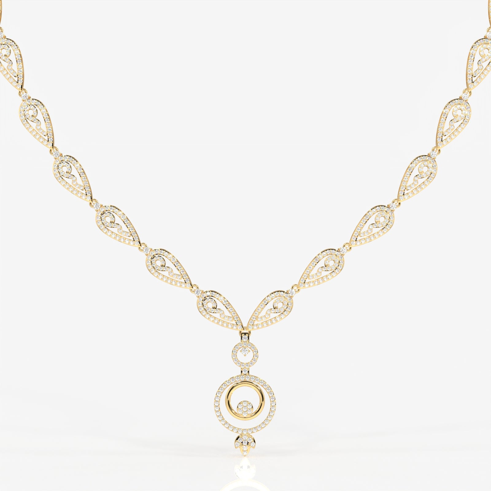 Caratbazaar Premium Round Cut Moissanite Diamond Sterling Silver Necklace & Earrings