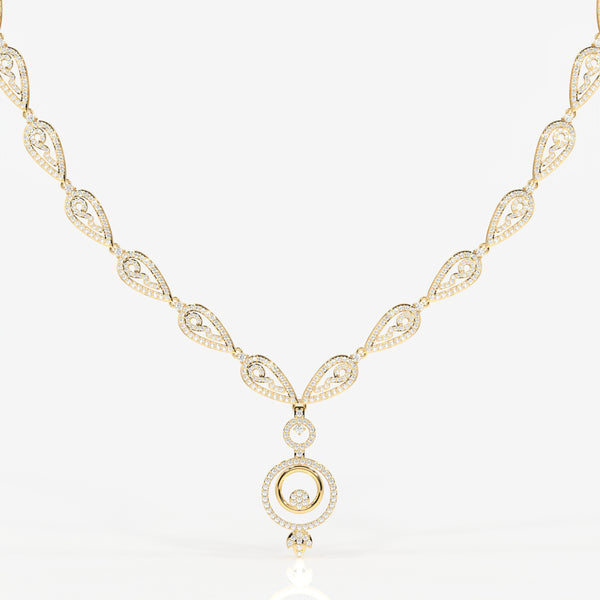 Caratbazaar Premium Round Cut Moissanite Diamond Sterling Silver Necklace & Earrings