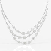 Caratbazaar Round & Baguette Cut Moissanite Diamond Sterling Silver Necklace
