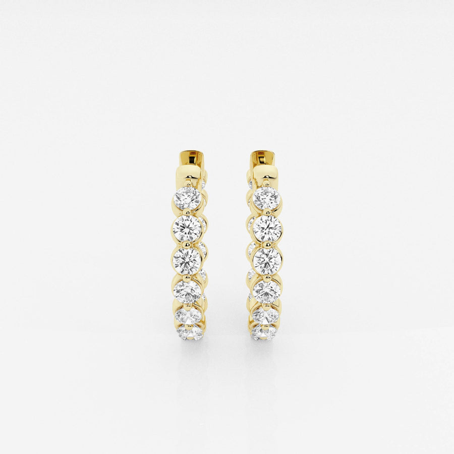 Caratbazaar Round Cut Lab Grown Diamond Floating Hoop 14k Gold Earrings