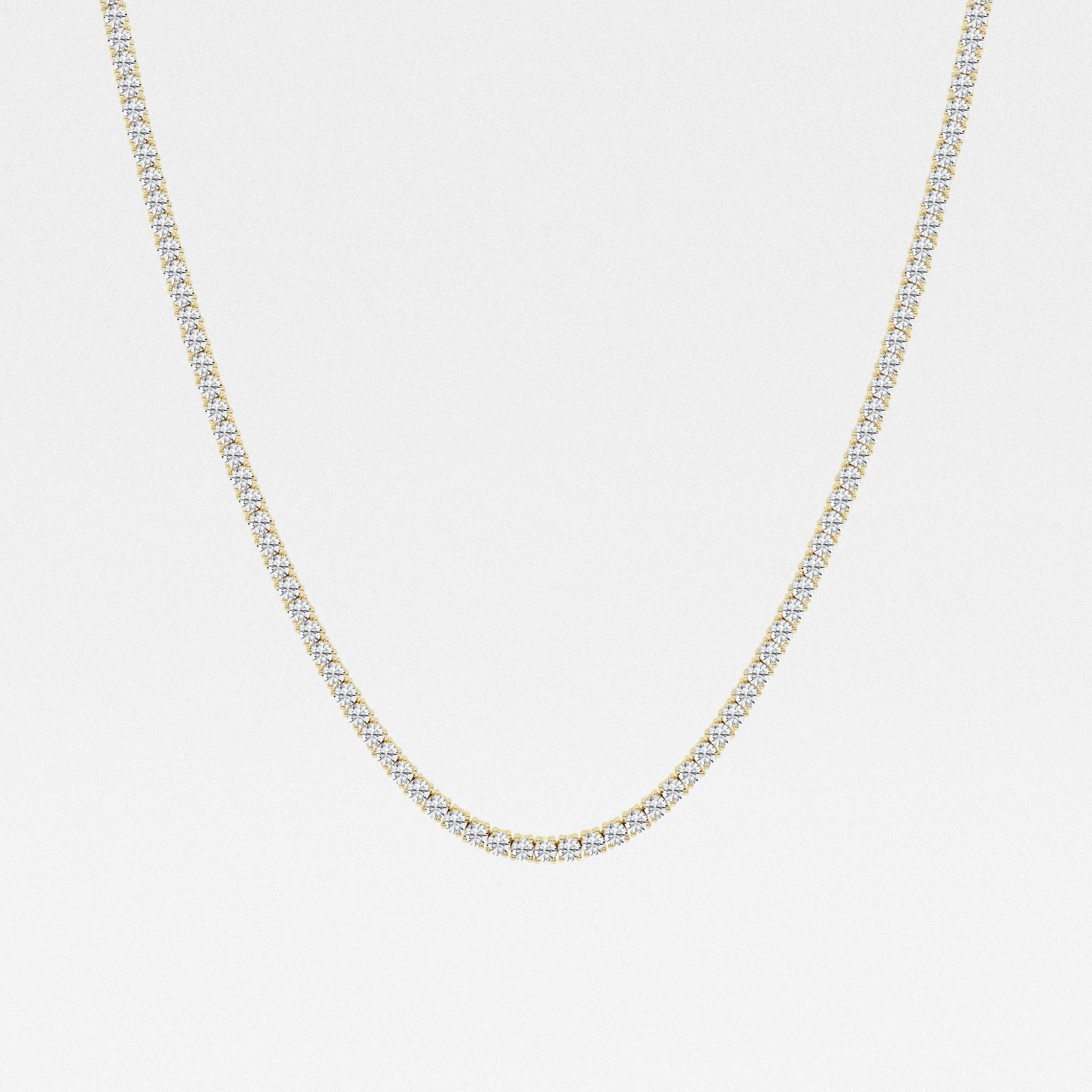 Caratbazaar Round Cut Lab Grown Diamond Four Prong Tennis Fashion 14K Gold Necklace