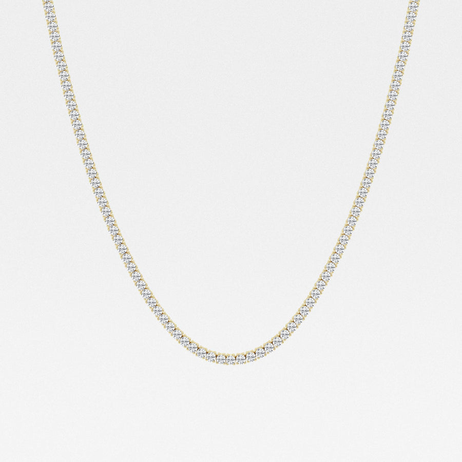 Caratbazaar Round Cut Lab Grown Diamond Four Prong Tennis Fashion 14K Gold Necklace