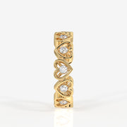 Caratbazaar Round Cut Lab Grown Diamond Heart Eternity 18k Gold Band Ring