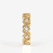 Caratbazaar Round Cut Lab Grown Diamond Heart Eternity 18k Gold Band Ring