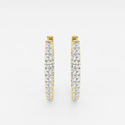 Caratbazaar Round Cut Lab Grown Diamond In Out Hoop 14k Gold Earrings