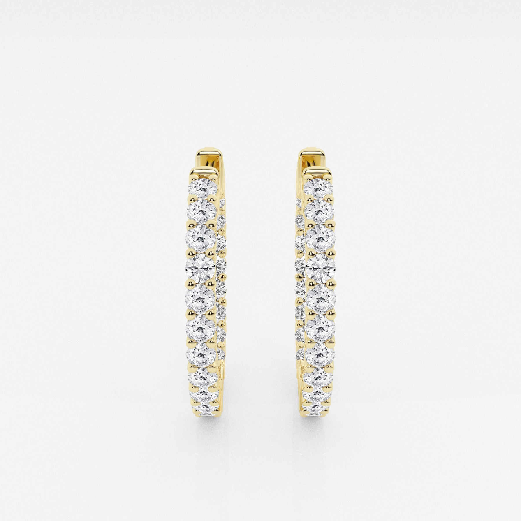 Caratbazaar Round Cut Lab Grown Diamond In Out Hoop 14k Gold Earrings