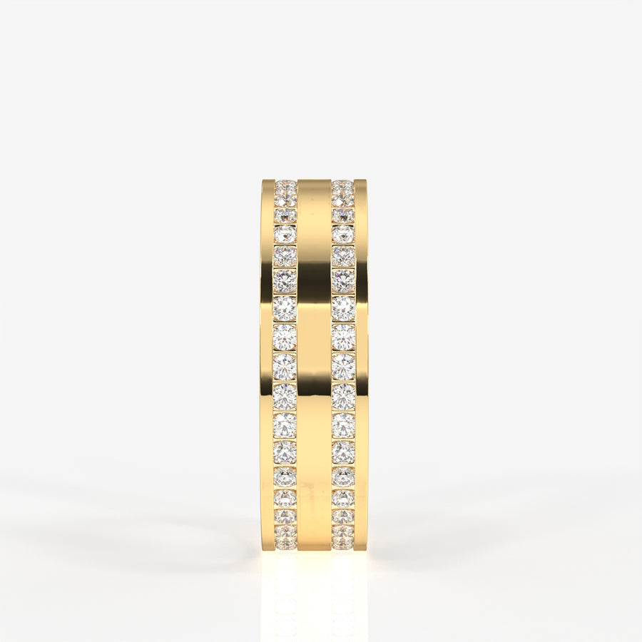 Caratbazaar Round Cut Lab Grown Diamond Men's 14k Gold Band Ring