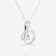 Caratbazaar Round Cut Lab Grown Diamond Pear Prestige Fashion 14k Gold Pendant