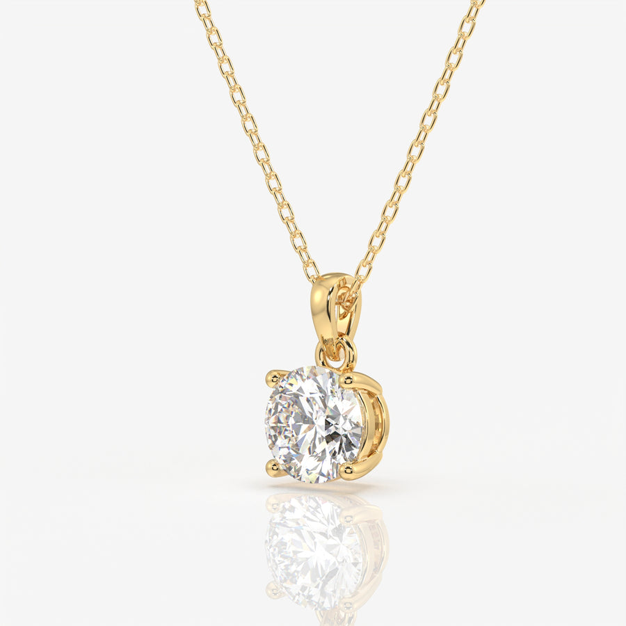 Caratbazaar Round Cut Lab Grown Diamond Solitaire Four Prongs 14k Gold Pendant