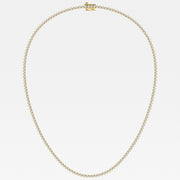 Caratbazaar Round Cut Lab Grown Diamond Three Prong Tennis 14K Gold Necklace