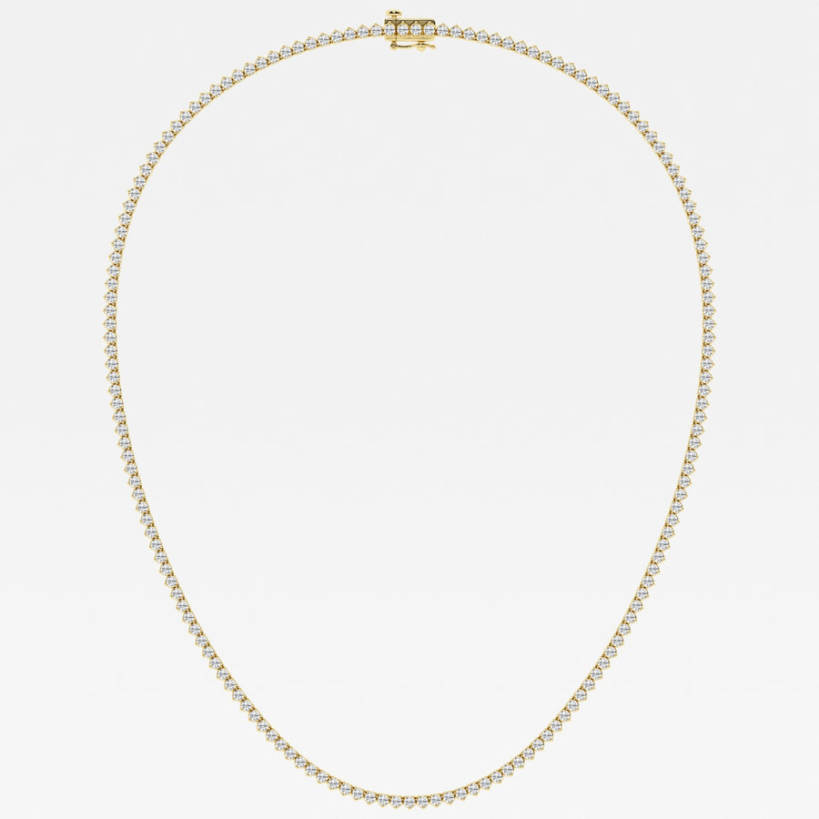 Caratbazaar Round Cut Lab Grown Diamond Three Prong Tennis 14K Gold Necklace