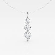 Caratbazaar Round Cut Lab Grown Diamond Three Stone Fashion 14k Gold Pendant