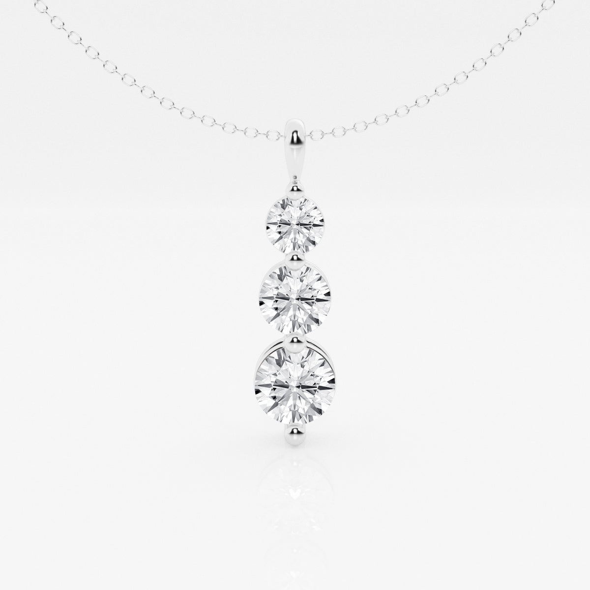 Caratbazaar Round Cut Lab Grown Diamond Three Stone Fashion 14k Gold Pendant