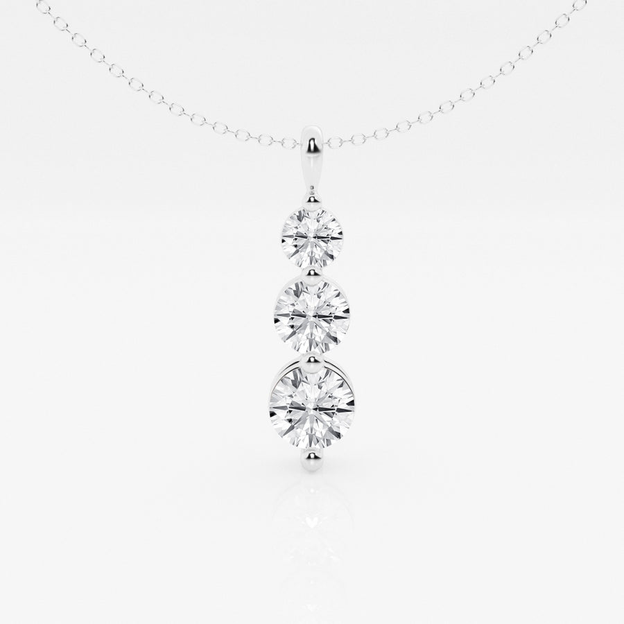 Caratbazaar Round Cut Lab Grown Diamond Three Stone Fashion 14k Gold Pendant