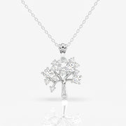 Caratbazaar Round Cut Moissanite Diamond Woodland Glow Sterling Silver Pendant