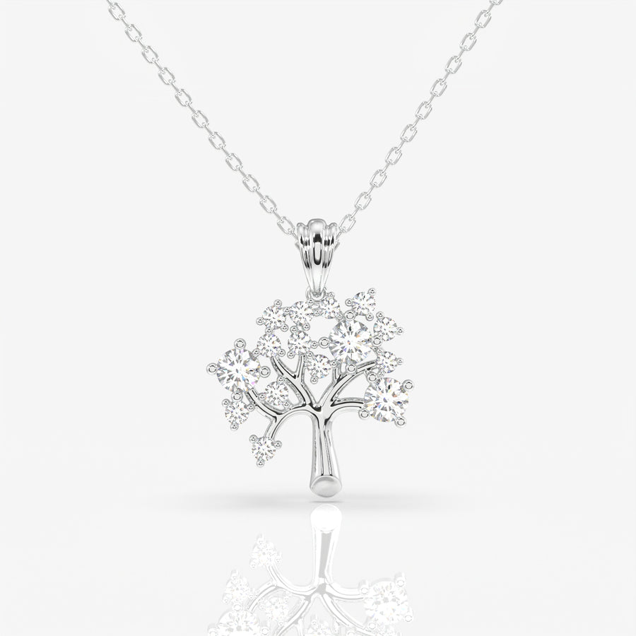 Caratbazaar Round Cut Moissanite Diamond Woodland Glow Sterling Silver Pendant