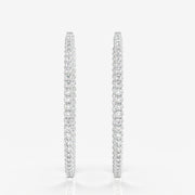 Caratbazaar Round Cut Moissanite Diamond Bigger Hoop 18k Gold Earrings