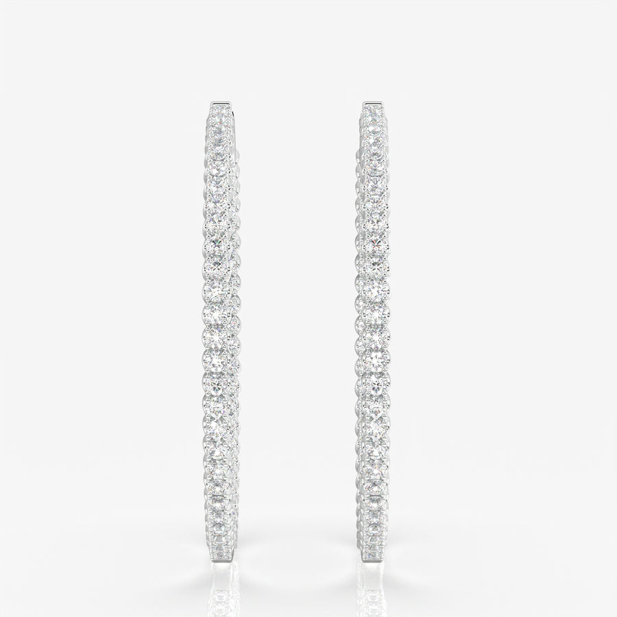 Caratbazaar Round Cut Moissanite Diamond Bigger Hoop 18k Gold Earrings