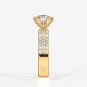 Caratbazaar Round Cut Moissanite Diamond Pave Sterling Silver Ring