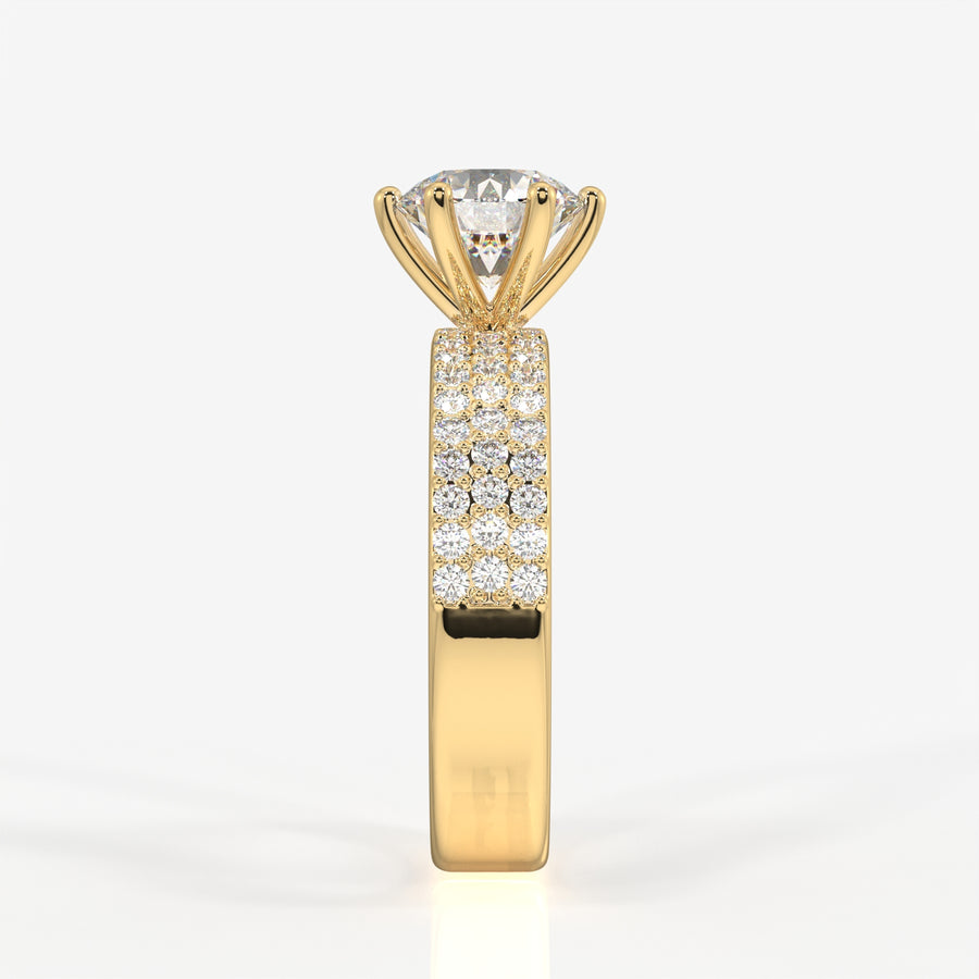 Caratbazaar Round Cut Moissanite Diamond Pave Sterling Silver Ring