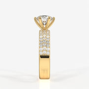 Caratbazaar Round Cut Moissanite Diamond Pave Sterling Silver Ring
