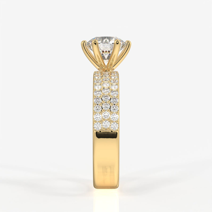 Caratbazaar Round Cut Moissanite Diamond Pave Sterling Silver Ring