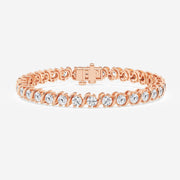 Caratbazaar Round Cut Moissanite Diamond "S" Tennis Sterling Silver Bracelet
