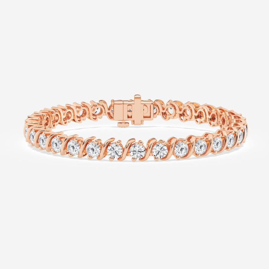 Caratbazaar Round Cut Moissanite Diamond "S" Tennis Sterling Silver Bracelet