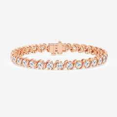 Caratbazaar Round Cut Moissanite Diamond "S" Tennis Sterling Silver Bracelet