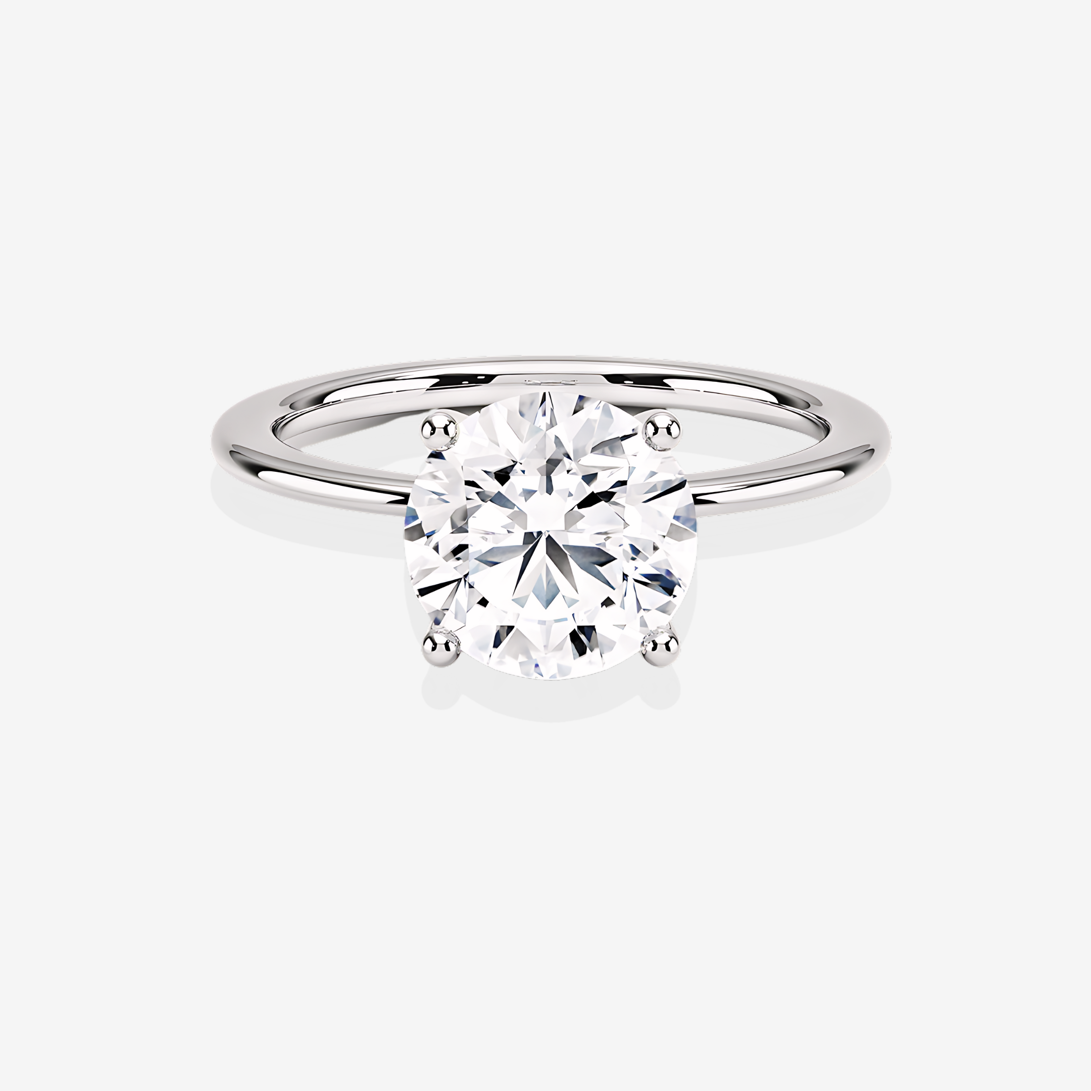 Caratbazaar Round Cut Moissanite Diamond Solitaire Engagement Sterling Silver Ring