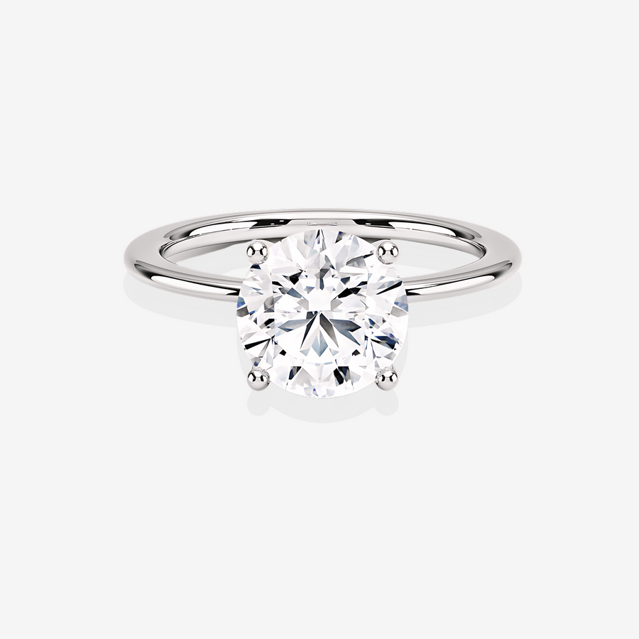 Caratbazaar Round Cut Moissanite Diamond Solitaire Engagement Sterling Silver Ring