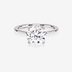 Caratbazaar Round Cut Moissanite Diamond Solitaire Engagement Sterling Silver Ring