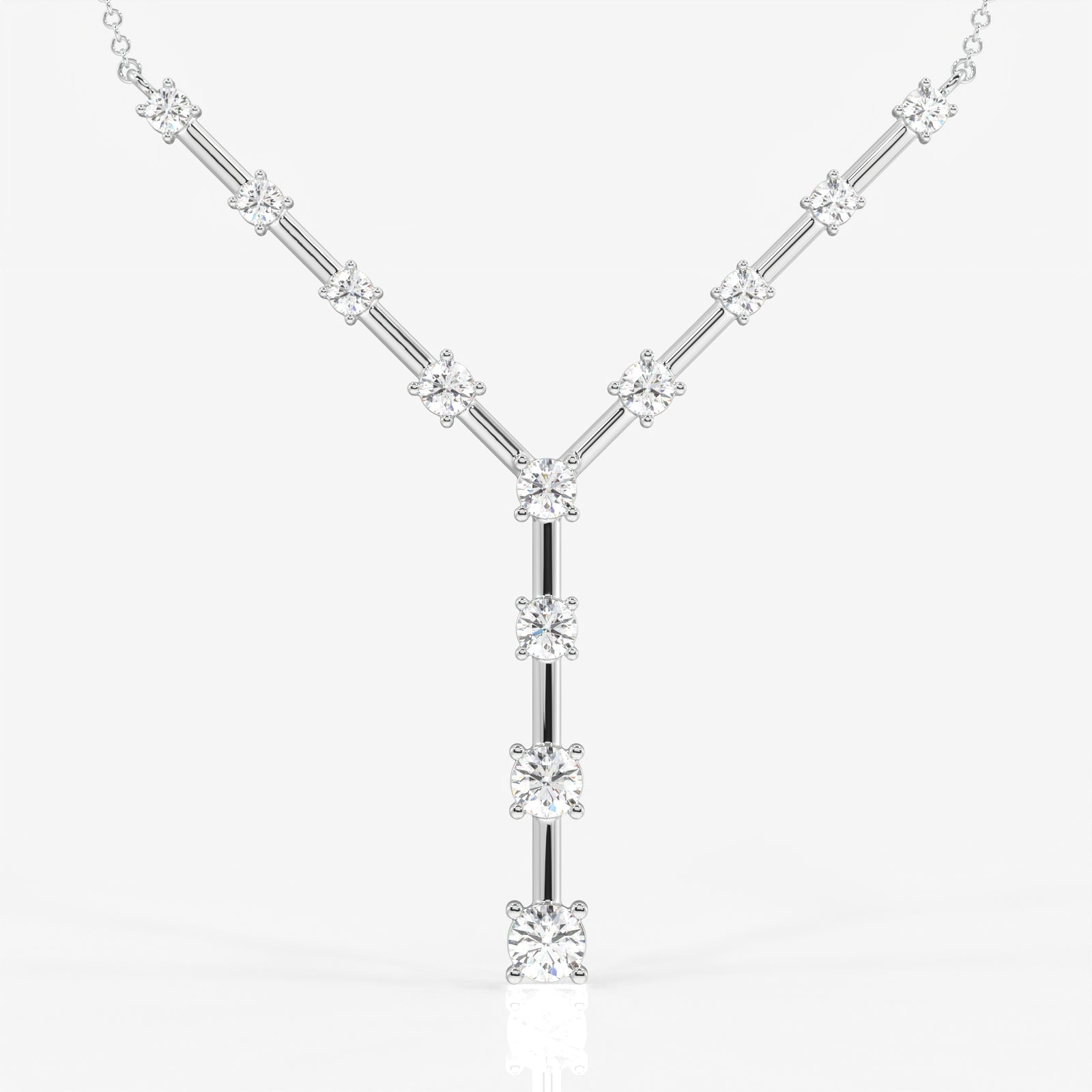 Caratbazaar Round Cut Moissanite Diamond Sterling Silver Necklace