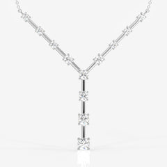 Caratbazaar Round Cut Moissanite Diamond Sterling Silver Necklace