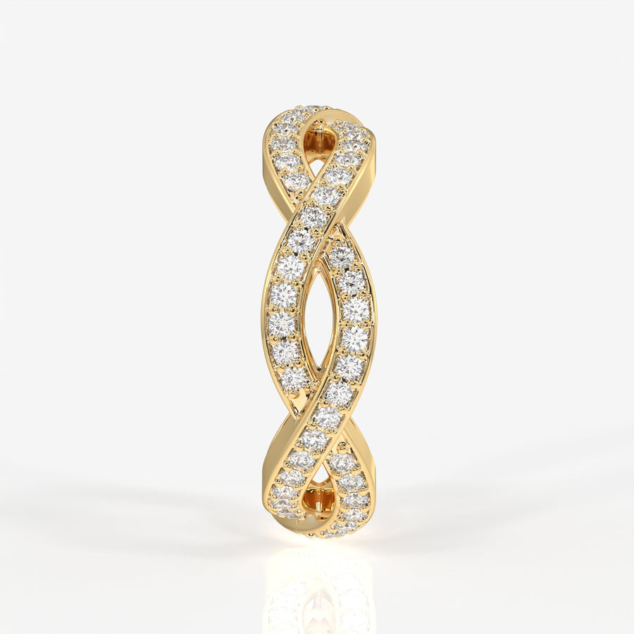 Caratbazaar Round Cut Moissanite Diamond twisted Eternity Sterling Silver Band