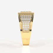 Caratbazaar Royal Grid Lab Grown Diamond Men's 14K Yellow Gold Ring