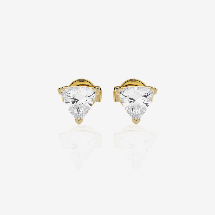 Caratbazaar Trillion Cut Lab Grown Diamond Certified Stud 14k Gold Earrings
