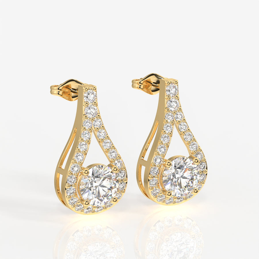 Caratbazaar Twilight Sparkle Lab Grown Drop 14k Gold Earrings