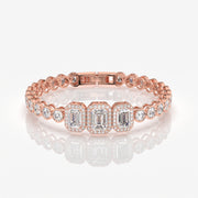 Caratbazaar Women's Emerald Cut Moissanite Diamond Sterling Silver Bracelet